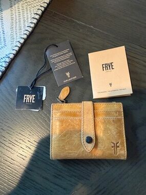 Frye Tan Leather Snap Card Holder Wallet